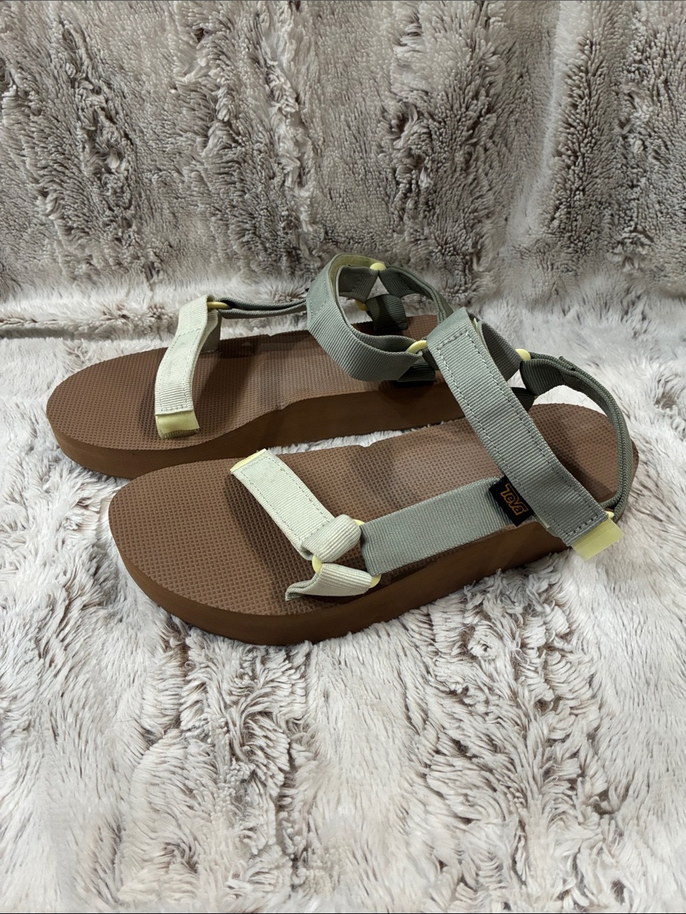 Teva Women's mid form Sea Green and Brown Strappy Sandals